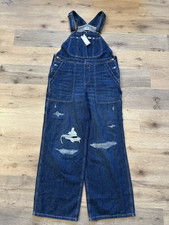 Distressed Relaxed Denim Overalls Lee Size M