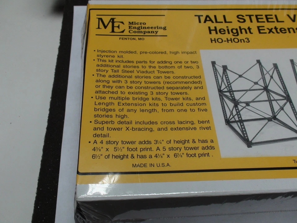 HO Micro- Engineering 75-546 TALL STEEL VIADUCT HEIGHT EXTENSION HO & HOn3 - Image 4 of 4