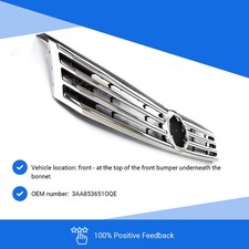 Fits VW Passat B7 2011-14 Main Centre Front Bumper Grille Silver & Chrome Slats