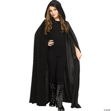 Kids' Black Hooded Velour Cape Costume