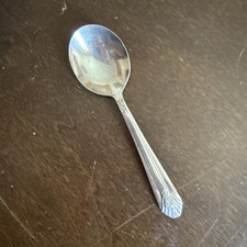 Vtg Child Infant Baby Meal Spoon Wm Rogers Son Art Deco Silverplate Flatware