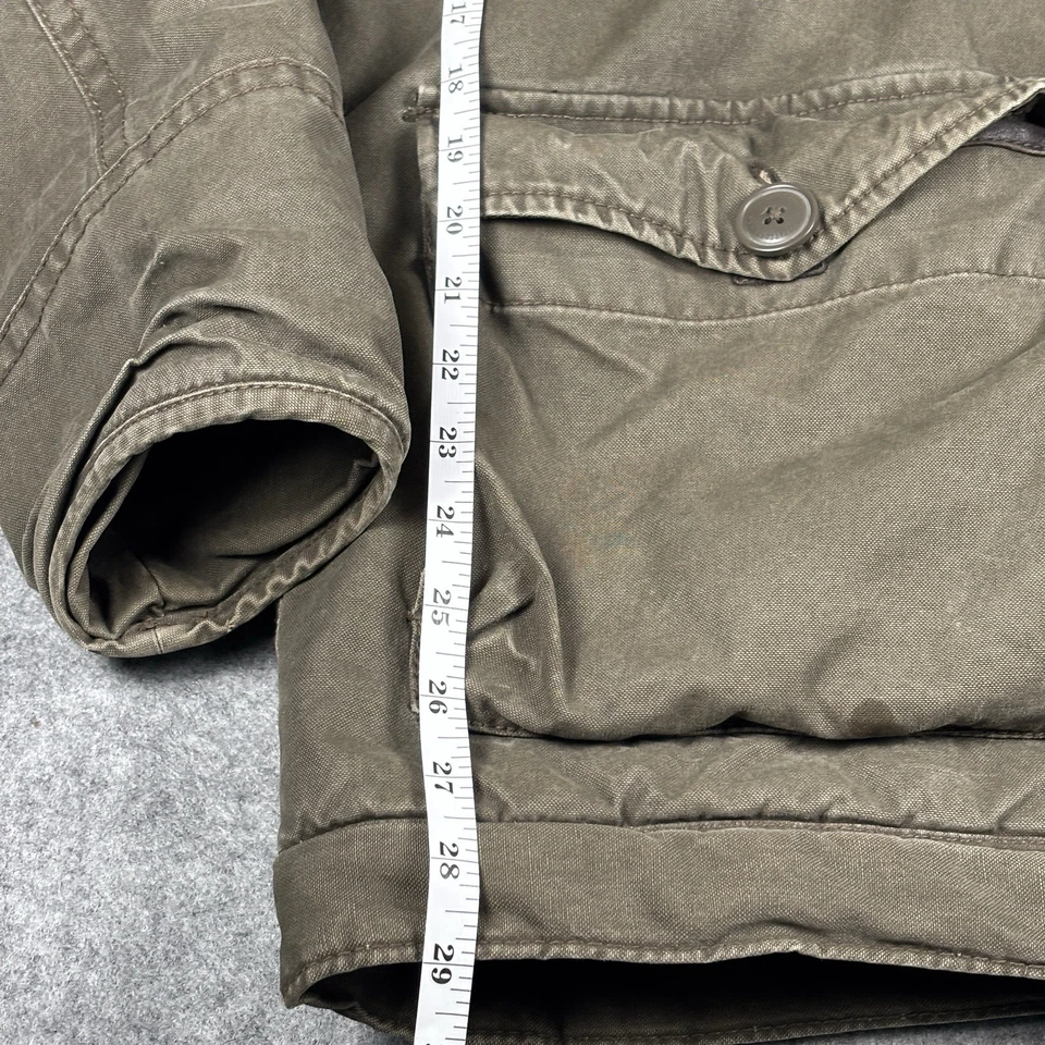 Casaco militar American Eagle vintage Y2K pele sintética com capuz exército parka etiqueta grande - Imagem 4 de 4