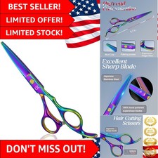 Professional Barber Hair Cutting Shears - Lightweight 2.36 Ounce, Curved Handle