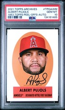 2021 TOPPS ARCHIVES 1963 TOPPS PEEL-OFFS AUTO ALBERT PUJOLS 100/125 PSA 10