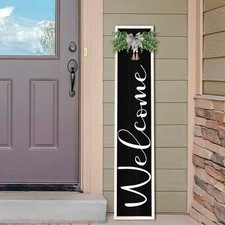 Welcome Sign for Front Porch Standing Large Outdoor Decor 45"X9" Vertical Lea...
