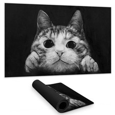 Begin Home Decor C1DM1424A5L7TN 14 x 24 in. Curious Cat Monochrome Desk Mat -...