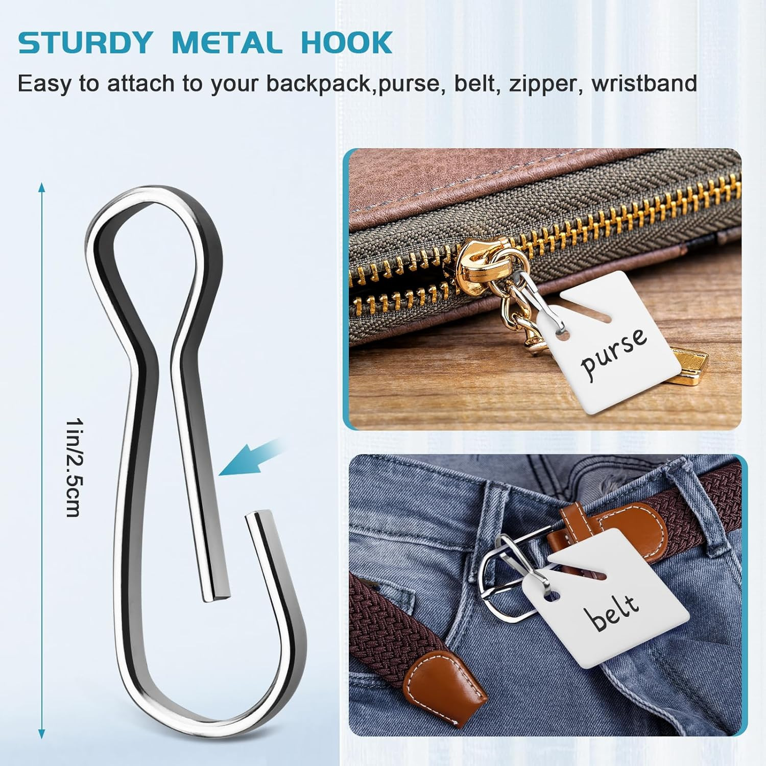 60 PCS Slotted Key Tags White Plastic Hanging Tags with Metal Snap Hook 1.5 Inch