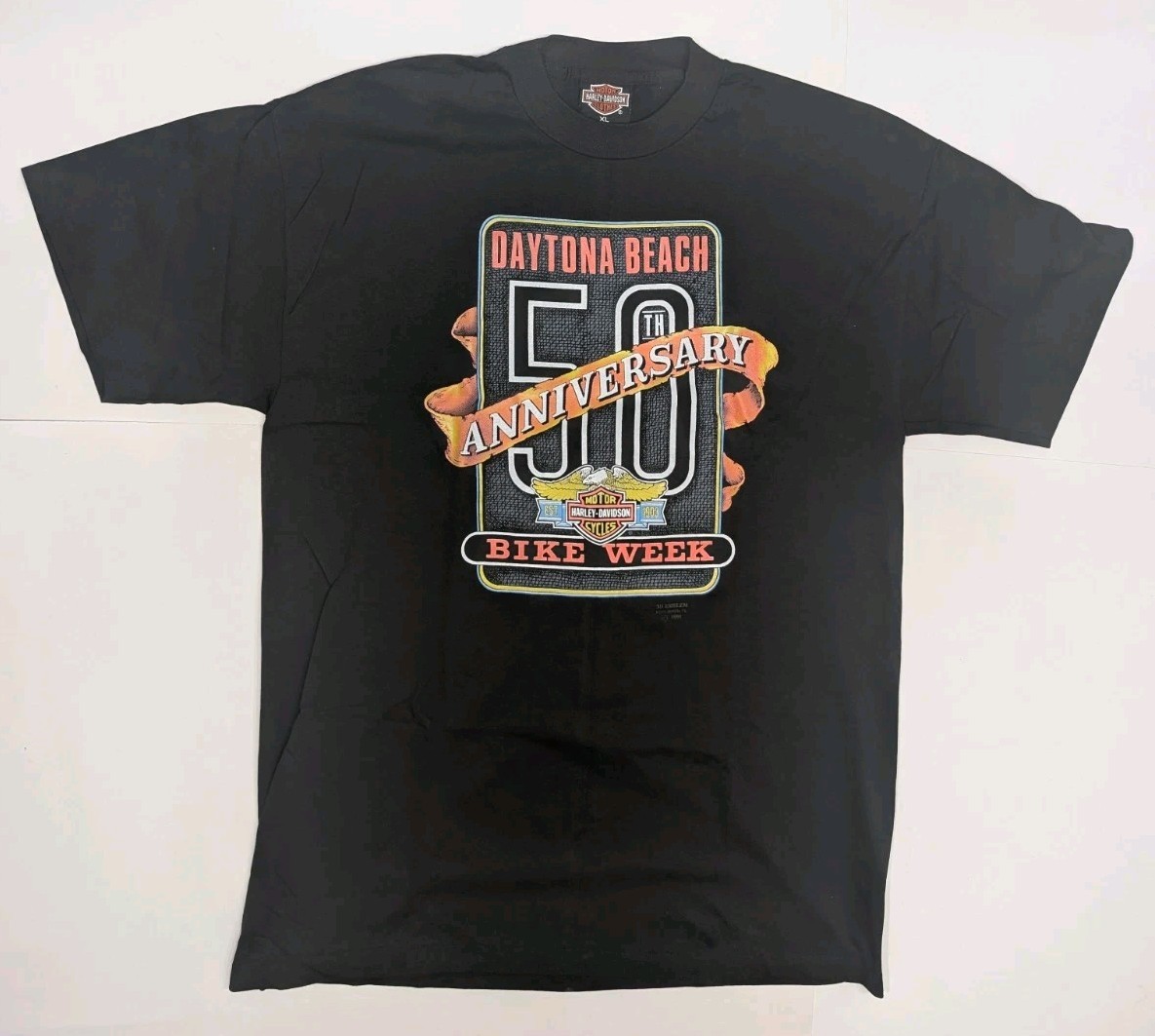 Vtg Harley-Davidson Shirt 3D Emblem Daytona Beach 50th Anniversary Bike Week '91