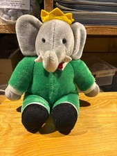 Gund 1988 Vintage 12" Plush Babar Elephant Green Suit Stuffed Animal Toy