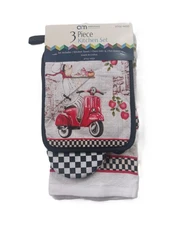 New 3 piece kitchen classic potholder and oven mitt and towel set #B