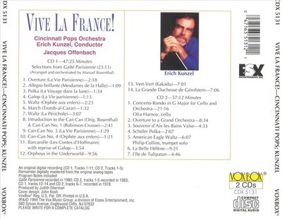 CINCINNATI POPS ORCHESTRA/ERICH KUNZEL (CONDUCTOR) - VIVE LA FRANCE! NEW CD