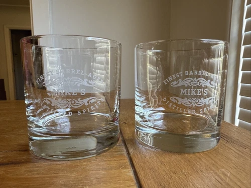 10 oz Whiskey Glasses Mike’s Finest Barrel Aged Distilled Spirits Personalized