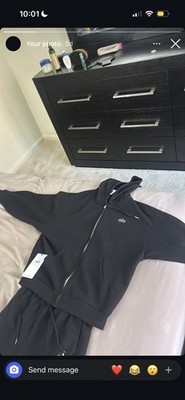 Alo yoga Accolade フーディ black （XS） Alo Yoga Accolade Black Zip-Up Hoodie |