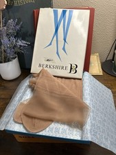 Vintage Berkshire Lace M Flair Micro Mesh Nylon Stockings Size 9 M Nude NOS Box