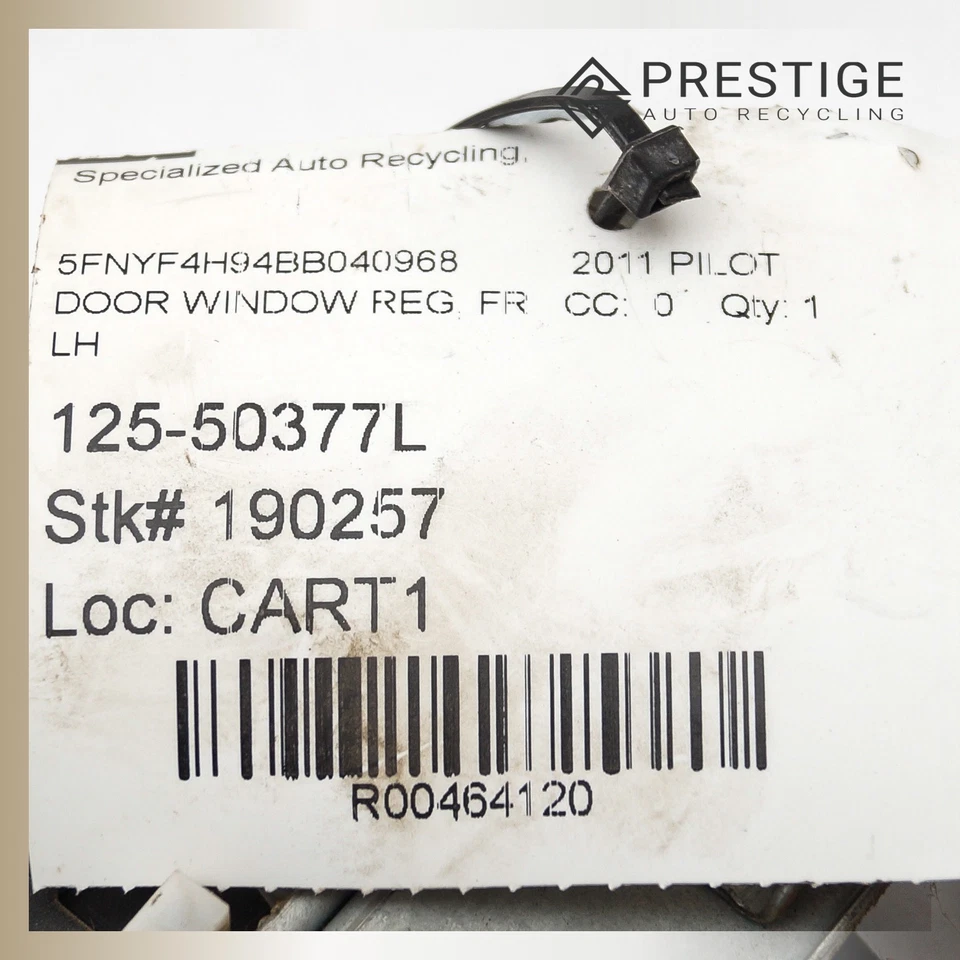 09–2015 HONDA PILOT Door Power Window Regulator w/Motor Front Left 72250-SZA-A02 - Image 4 of 4