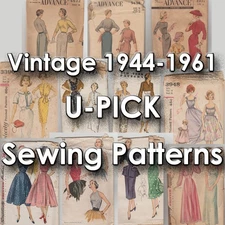 Vintage Sewing Patterns from 1944-1961 - UPICK - Simplicity, Advance, New York