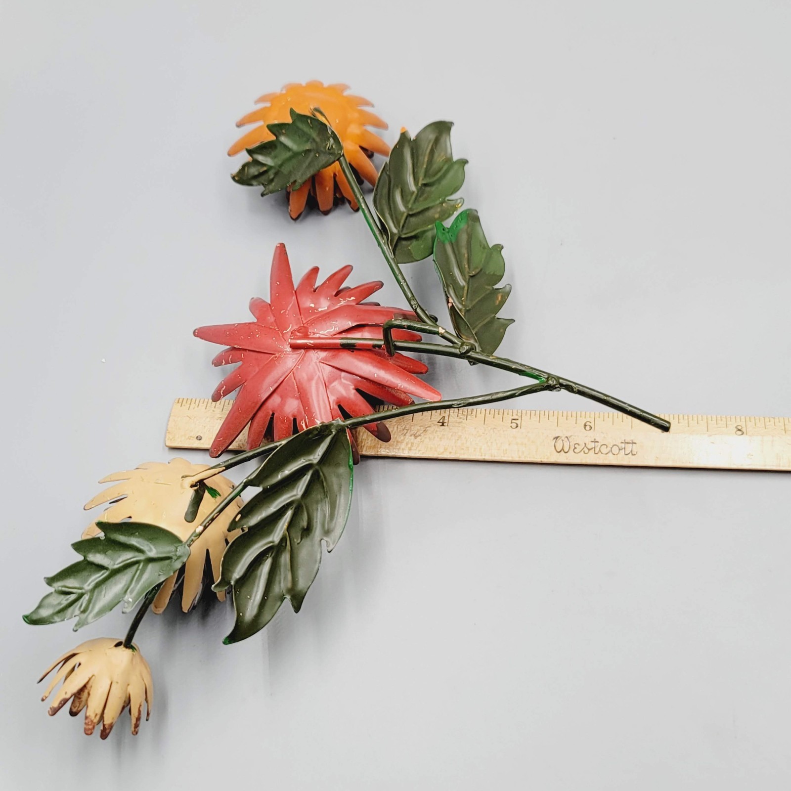 Vintage Metal 3D Floral Flower Wall Art Sculpture Decor Chrysanthemum