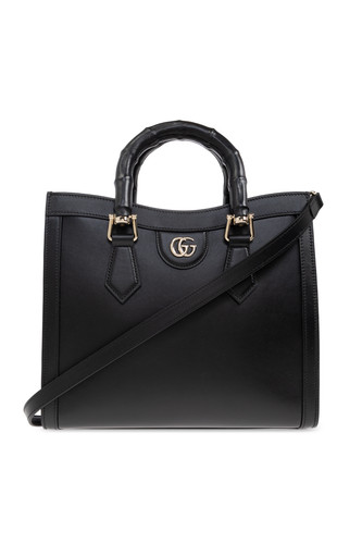 GUCCI Diana Medium Black Leather Top Handle Bag New & Authentic