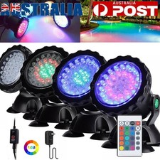 1-4 x Submersible 36 LED RGB Pond Spot Lights Underwater Pool Fountain + Remote