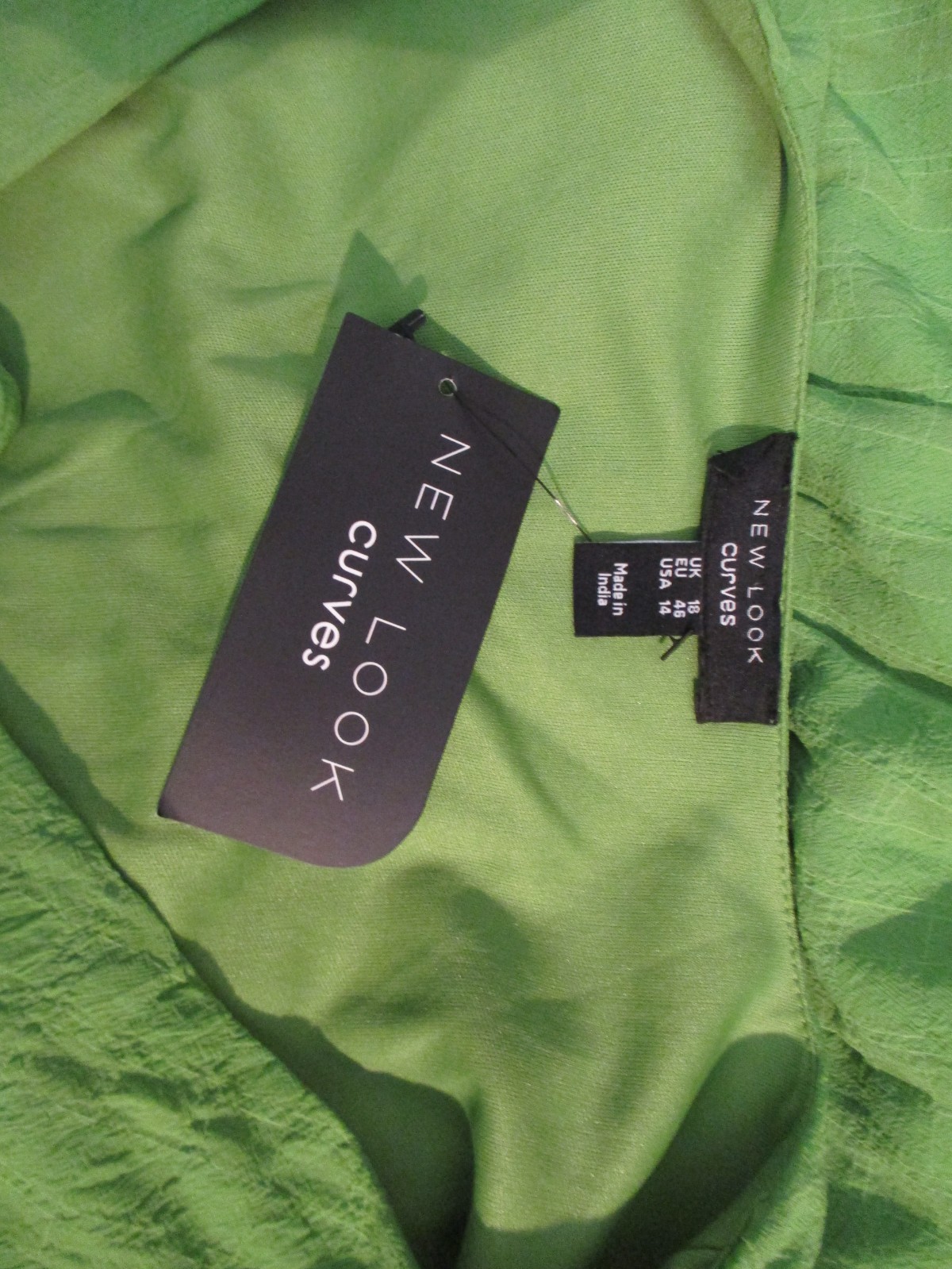 Women's NEW LOOK CURVES Green L / Sl Spring Summer Dress UK 18 BNWT RRP £25.99 image 3