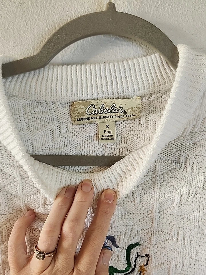 Cabelas Mujer Invierno Muñeco de Nieve Navidad Pullover Suéter - Pequeño  Foto 3 de 4