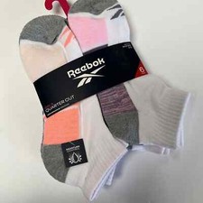 Reebok Girls Socks Quarter Cut Performance Train 6 Pair Pack Shoe Size 4-10