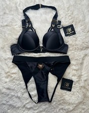 Honey Birdette WATSON     Black and Gold 2 Piece Set 32B  XS Brief