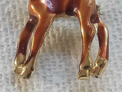 VINTAGE LITTLE PONY PHILLY HORSE BROOCH PIN COPPER ENAMEL, GOLD TONE & GEMSTONES - Picture 6 of 9