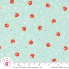 Moda STITCHED 20431 15 Sky Aqua Blue Floral FIG TREE Quilt Fabric