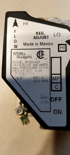 WHITE/RODGERS GAS VALVE, P/N 36H54-404