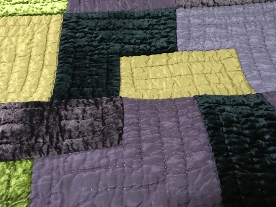 Throw blanket soft Velvet & Rayon 60 X 50 Boho gold purple navy green geometric - Image 4 of 4