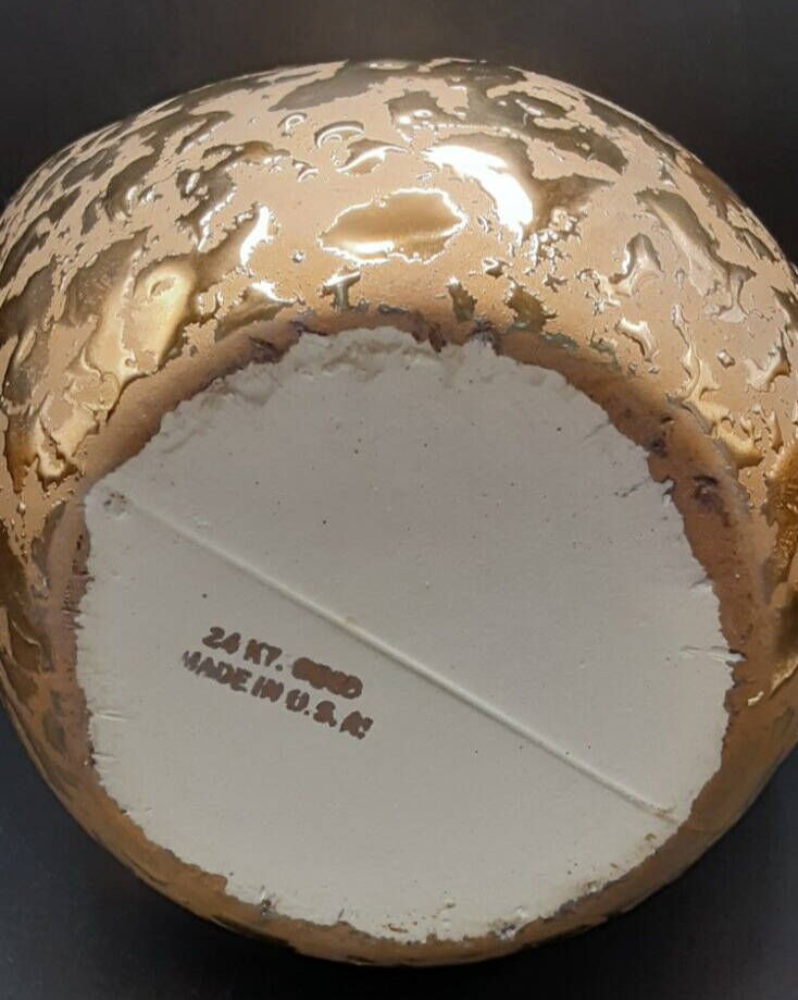 9 Inch Vintage Weeping Gold Vase 24k USA Made Two Handled Heavy Gold eBay