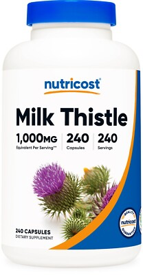 #ad Nutricost Milk Thistle 250mg 1000mg Equivalent 240 Vegetarian Capsules $13.99