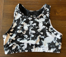 Z by Zella Sports Bra Black White Floral Racerback Bralette Bra Girls M 8 10