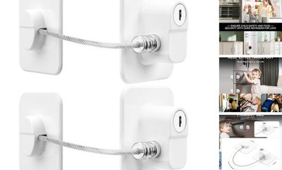 Fridge Lock, 2PCS Upgraded Refrigerator Lock for Kids with Eco-Friendly, White