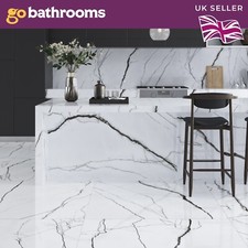 Black & White Marble Tile Large Format Square Rectangle Wall Floor Slab 2 Sizes