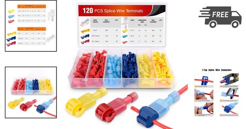 Wire Terminals T-Tap Splice Connectors Kit 120 Pcs Auto Marine Home - Picture 2 of 10