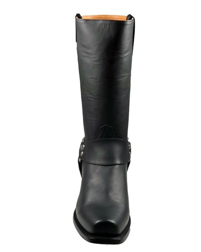 Men's Biker Boots Rodeo Bravo Waxy Leather Black Color - Picture 4 of 5