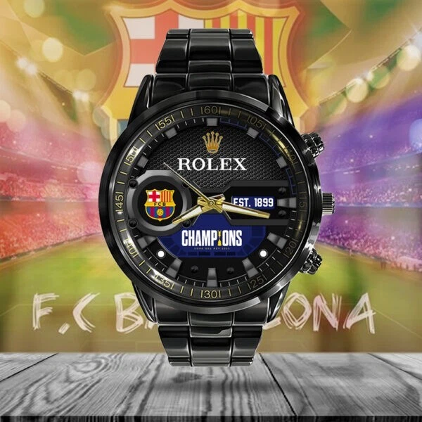 FC Barrcelona Black Stainless Steel Watch