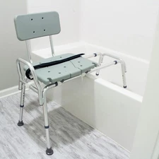 DM Tub Transfer Bench with Non Slip Aluminum Shower Chair 400 Lb Seat Adjustable