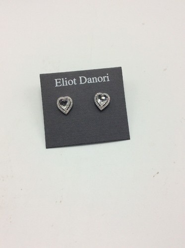 $40 Eliot Danori Silver tone clear crystal Heart earrings D86 - Picture 7 of 7