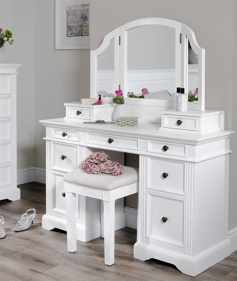 White Dressing Table Vanity Table 7 Drawers Desk GAINSBOROUGH Bedroom