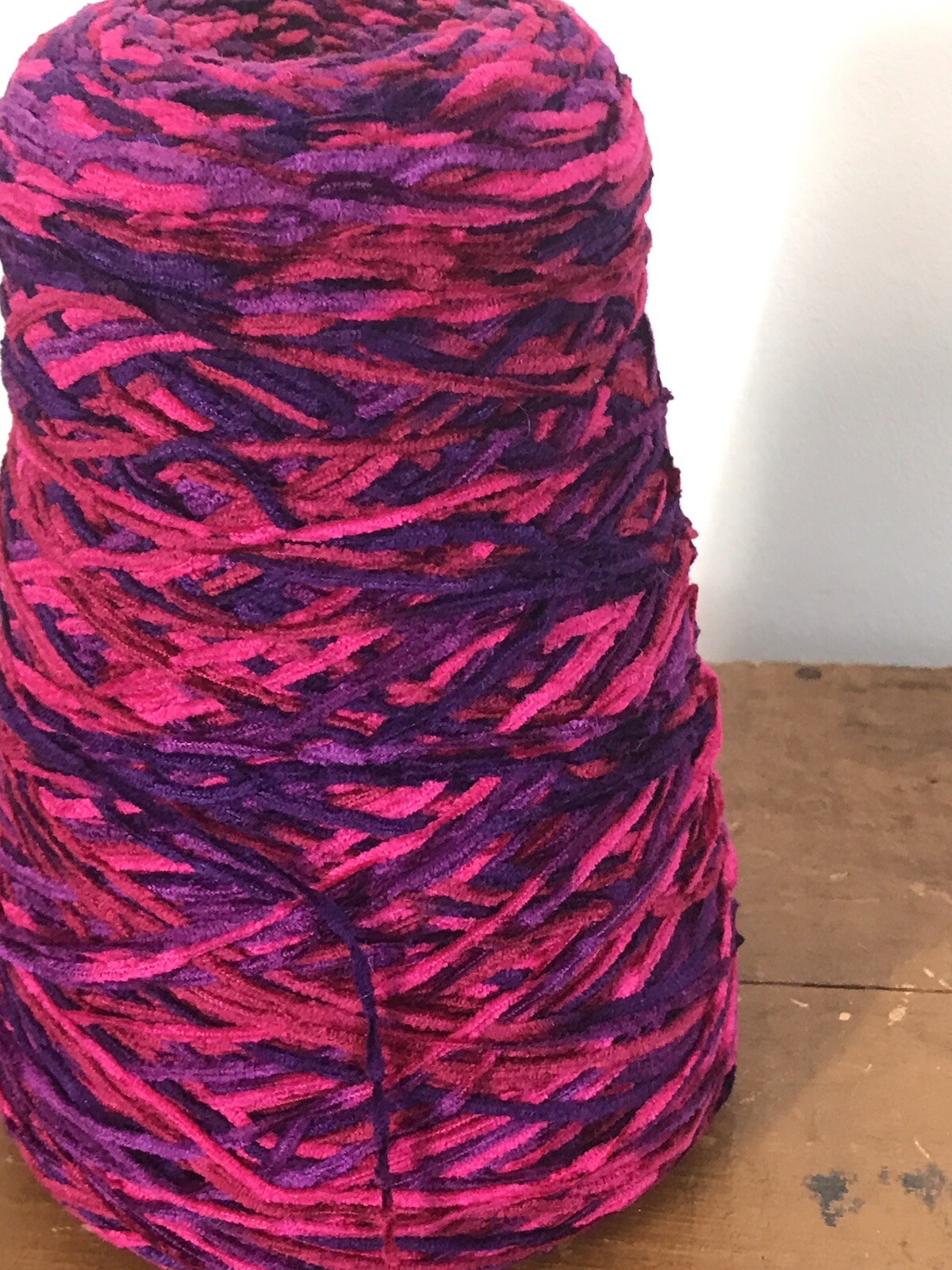 Astro Dye Works Yarn Cone Rayon Chenille Fuchsia Red purple Amethyst USA MADE