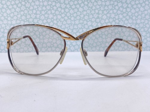 Noestyle Brille Damen Gold Strass Dynasty 1265 1980er Vintage groß
