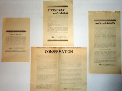 1912 ~ 4 Different Anti - Teddy Roosevelt Pro - Taft Campaign Fliers