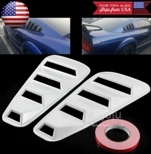 White Rear 1/4 Quarter Side Window Cover Louver Scoop Vent For 05-09 Mustang
