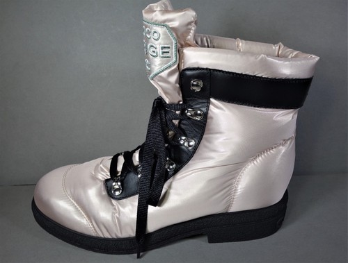 CHANEL 40 Pink Black Coco Neige Puffy Winter Short Boots Ankle Booties Flats NEW - Picture 6 of 12