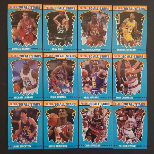 1990-91 Fleer Basketball All-Star Complete 12 Card Set - Magic, Bird, Michael