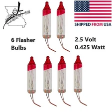 6 BARE Mini Bulb Flashers Christmas Tree Lights Replacement Bulbs 2.5 V .425 FS