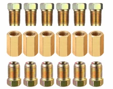 1/4 Brake Line Fittings & brass Union 18 Piece set (7/16-24 Inverted)